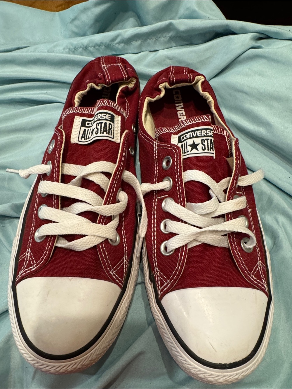 Converse Women’s Low Top Sneakers in Red with White Accents